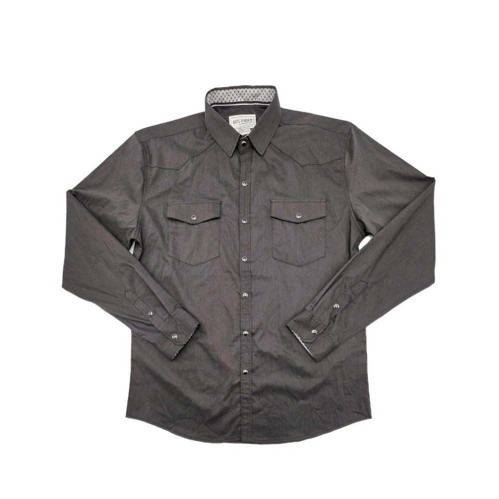 Outlander‎ by Craft+Flow Shirt Mens Large Black Western Long Sleeve Pearl Snap